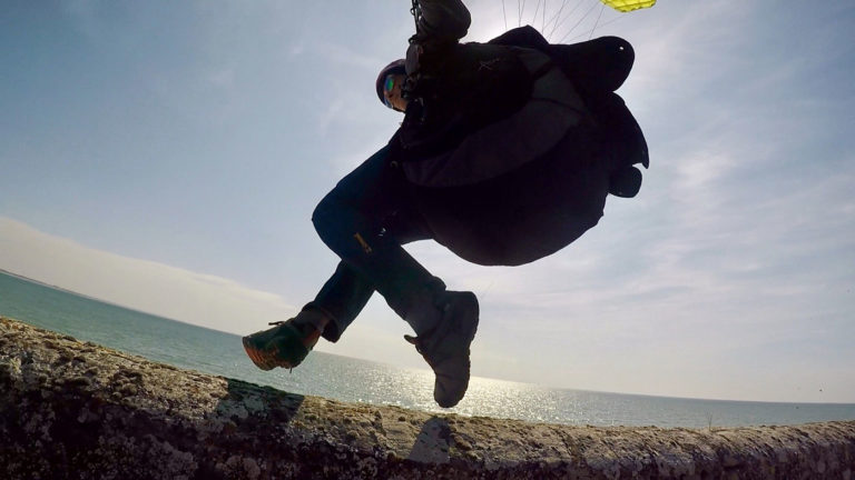 Paraglider take off from Ré island