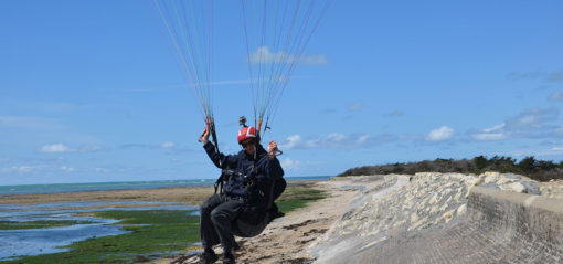 Marée basse vol parapente en Ile de Ré